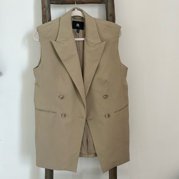 Banana Republic Wool In Italy Beige Oversized Blazer Vest/Sz:XS/NWOT - Picture 1 of 15